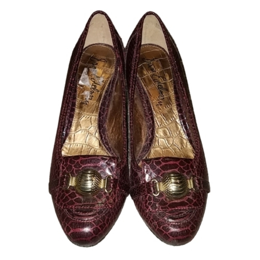 Sam Edelman Wine Python Snakeskin Yoanna Heels 8.5